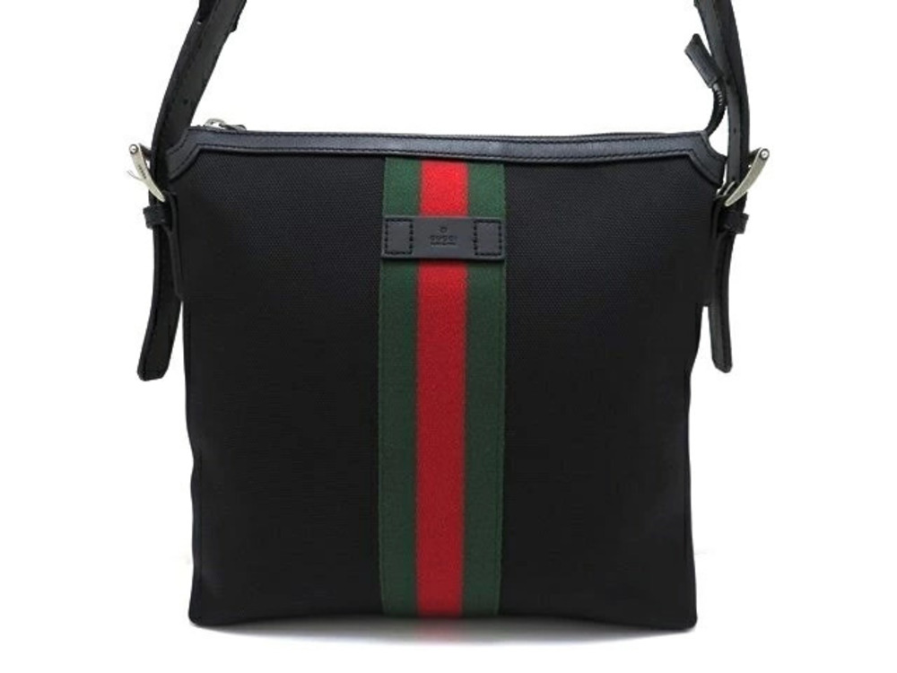 Gucci Bag Shoulder Sherry Black Canvas Calfskin